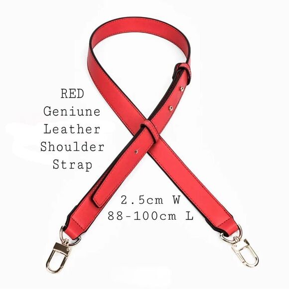 Long shoulder straps GENIUNE LEATHER NEW RED - Picture 1 of 9